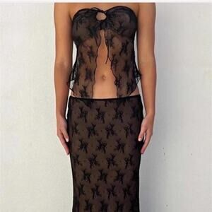Black star print mesh bustier